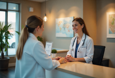 Two doctors talking to each other